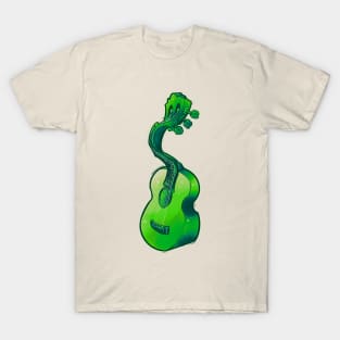 green acoustic guitar, dancing and twisting T-Shirt